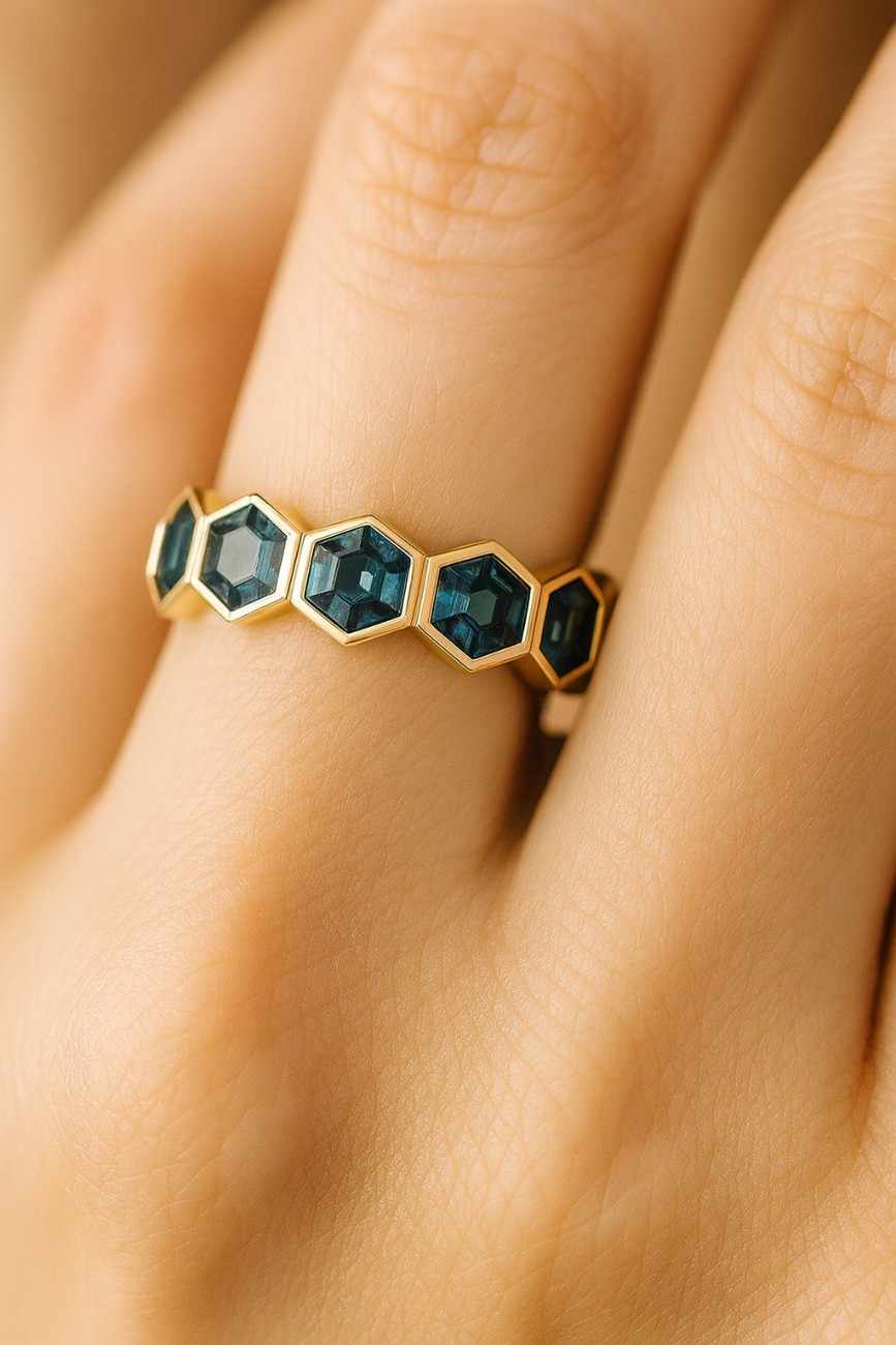 Hexagon Cut Gemstone 925 Sterling Silver Ring For Women Engagement Ring Wedding Band Handmade Ring