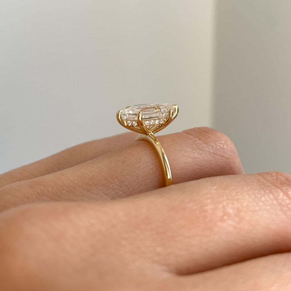 Hexagon Six Claw Prong Set Diamond Ring