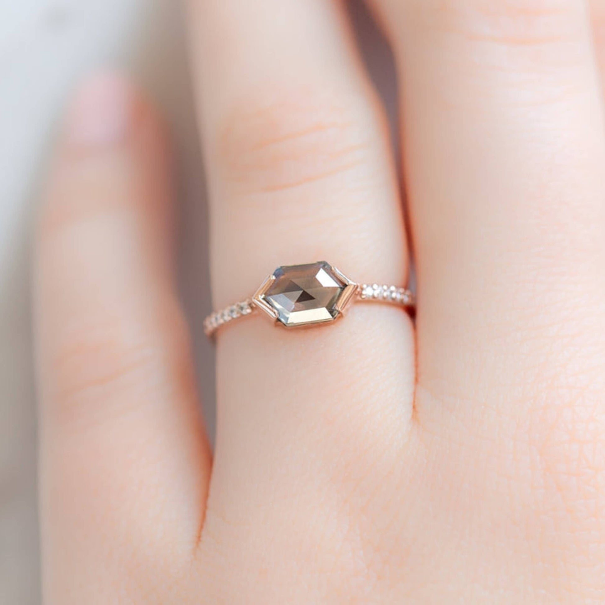 Hexagon rose gold ring