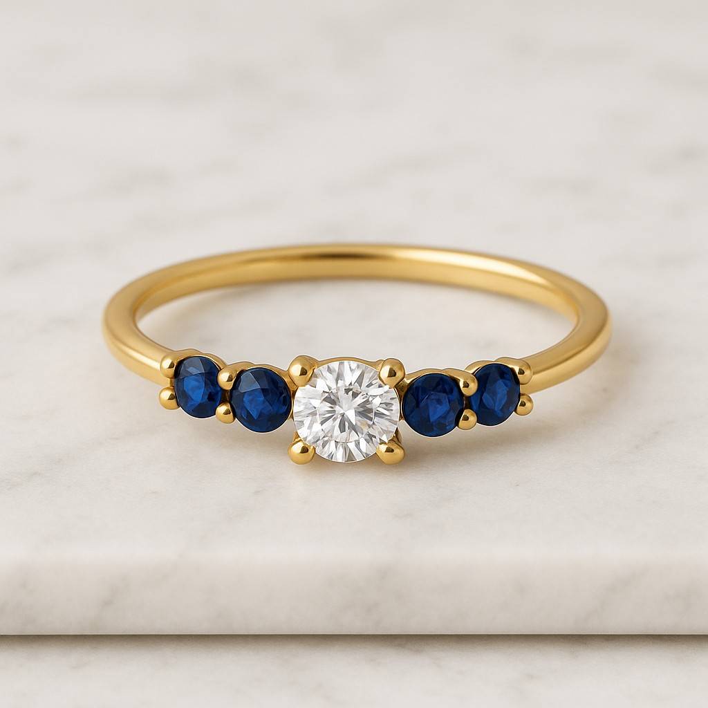 Five Stone Round-Cut Wedding Ring