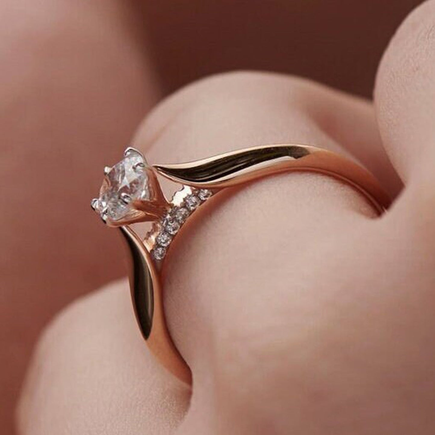 Hidden Halo Engagement Ring in Rose Gold