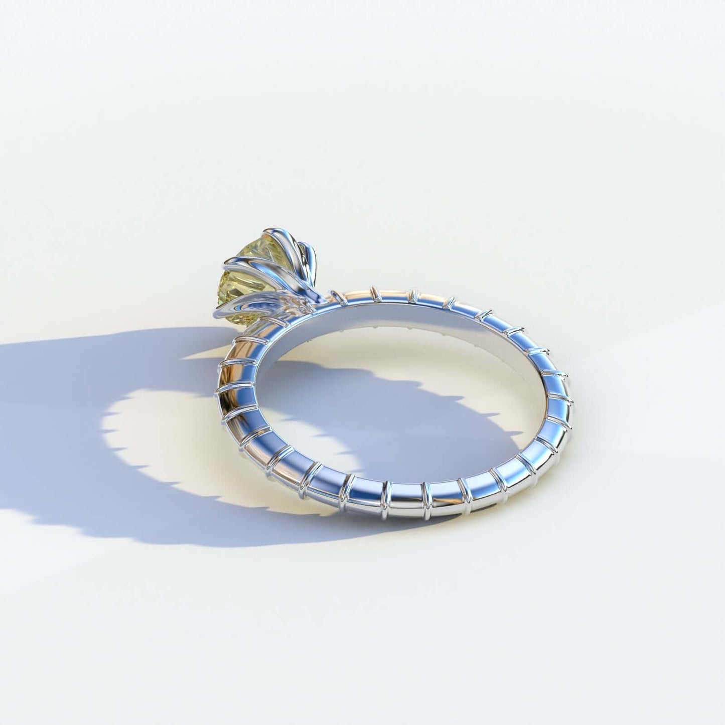 Hyper Glam Ring Vivid Yellow Color Round Lab Diamond Ring