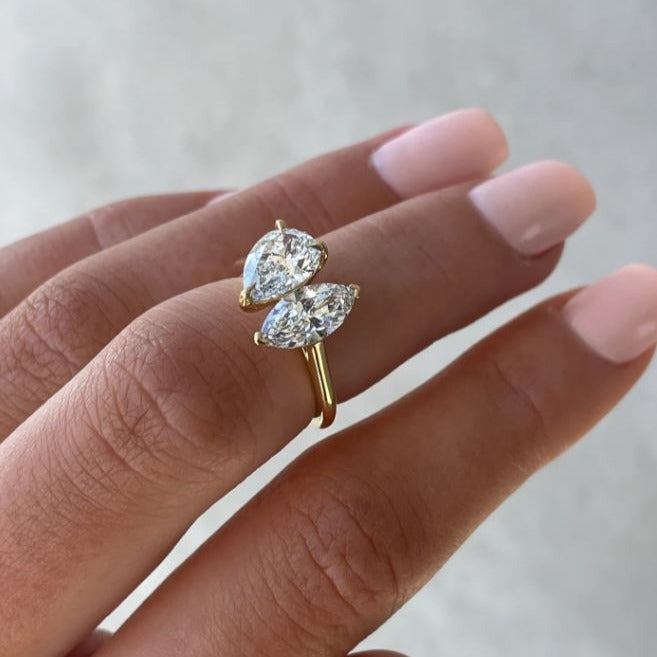 IGI Certified Toi et Moi Marquise Cut Lab Grown Diamond Ring