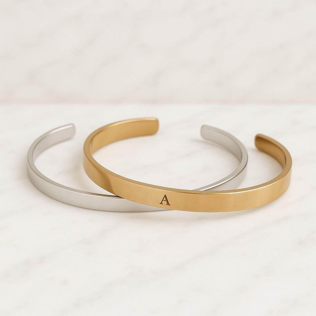 initial bracelet engraved bracelet gift silver rose