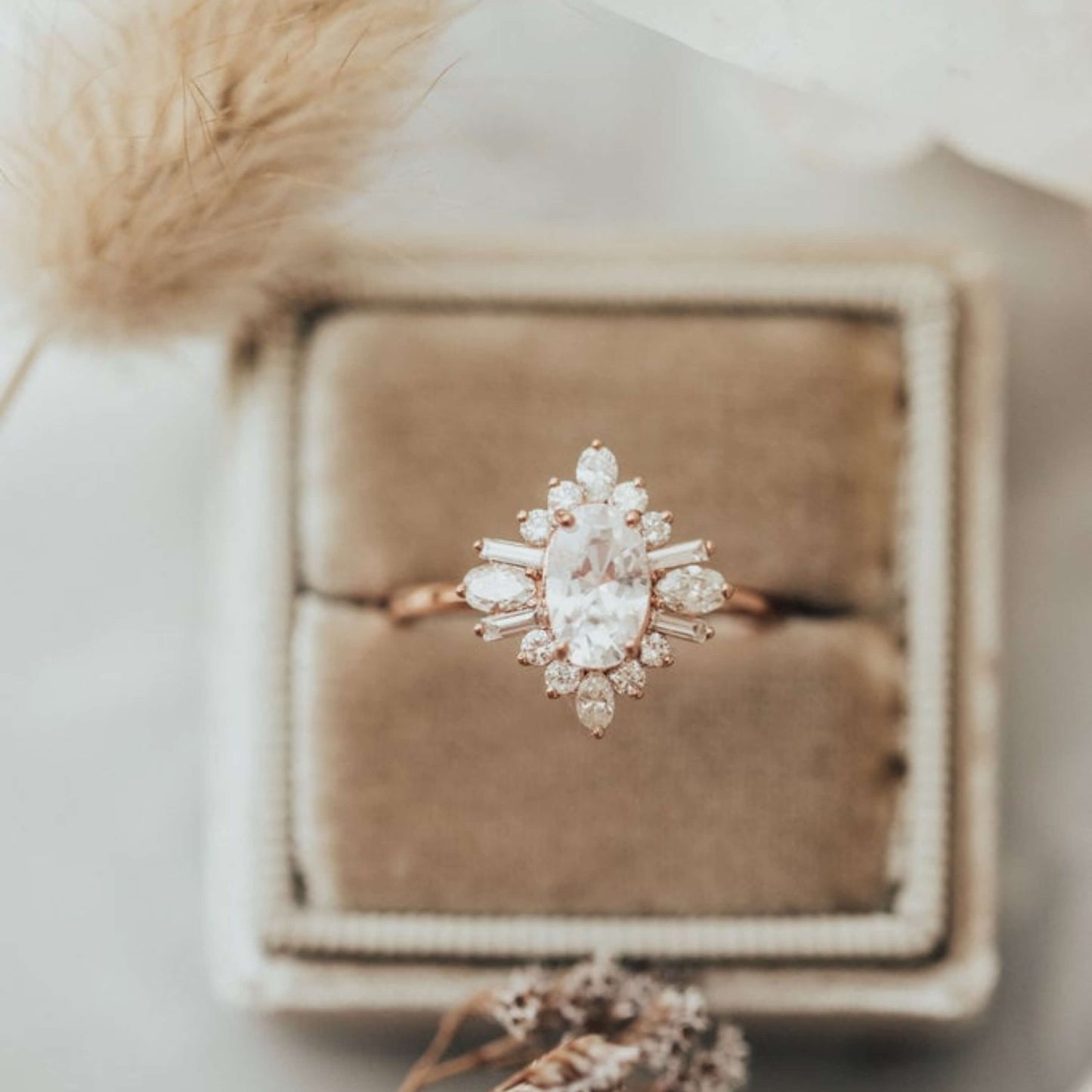 Lab Created Diamond Cluster Engagement Ring For women