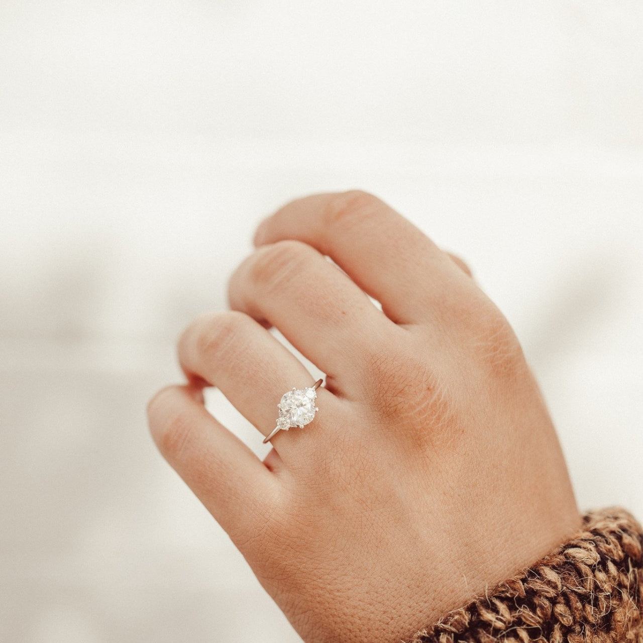 Lab Created Diamond Muse-Cluster Engagement Ring For Women