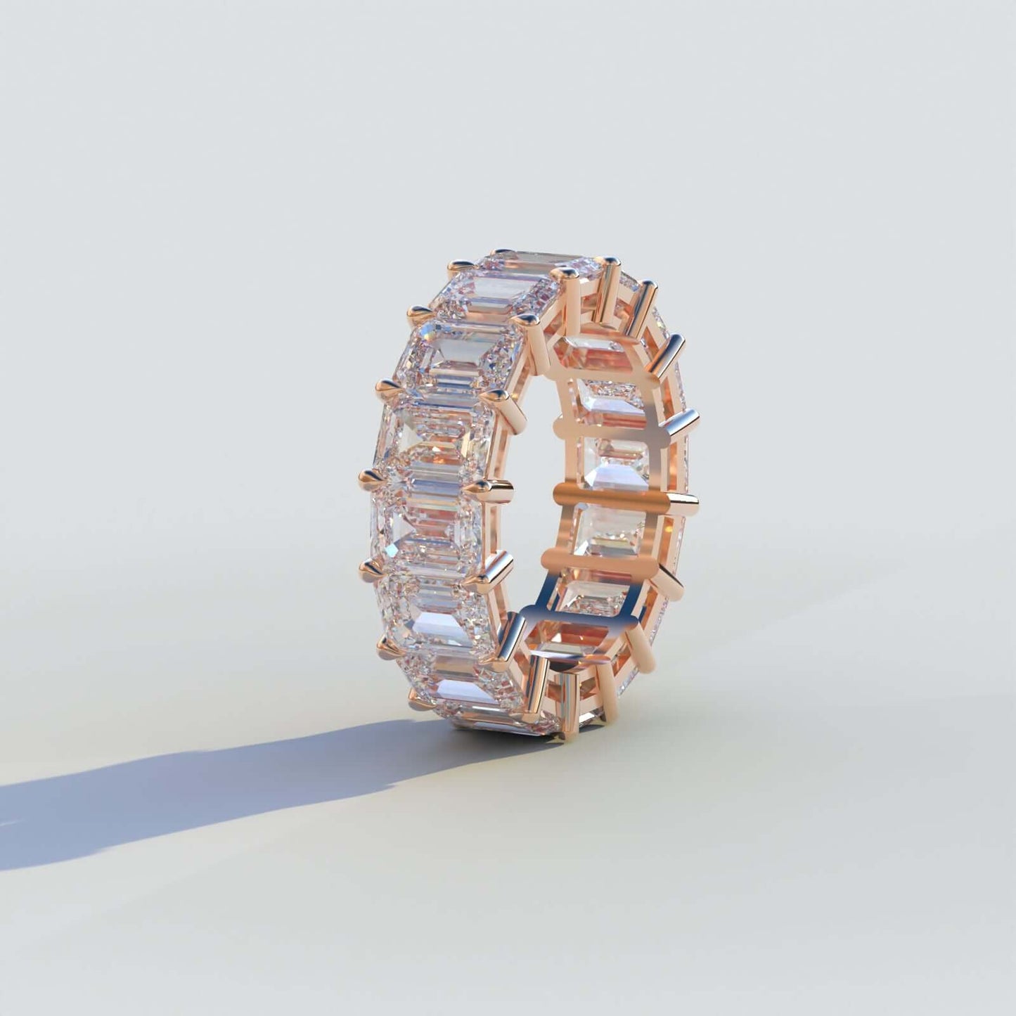 Lab Created Emerald Cut Diamond Full Eternity Wedding Band