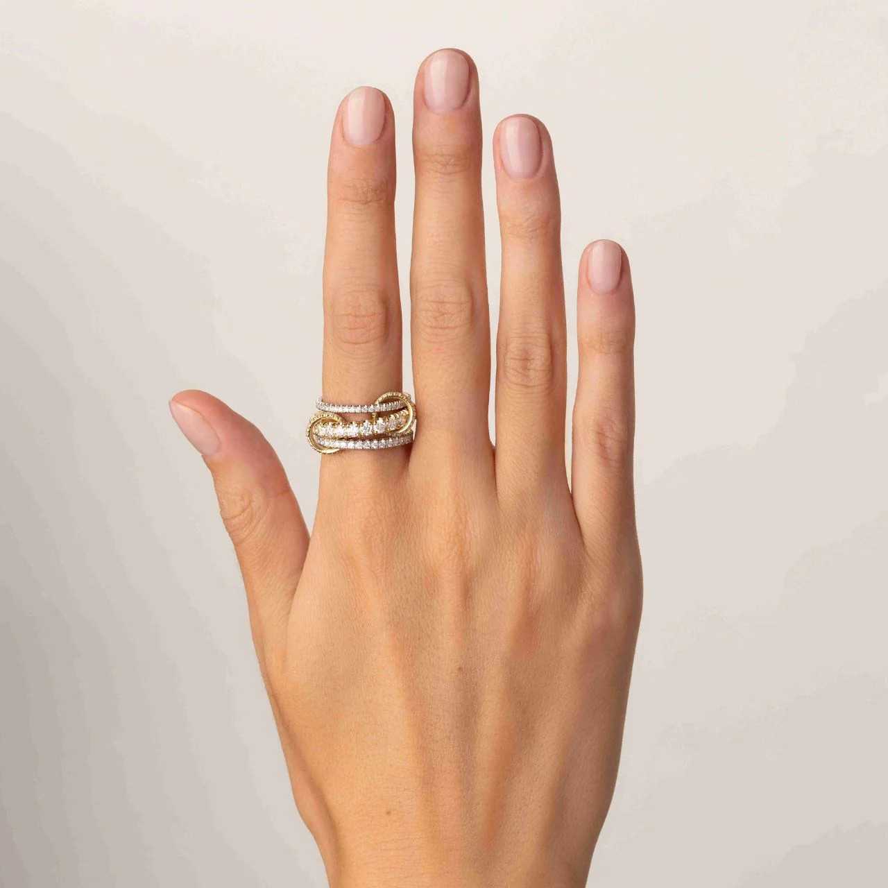 lab diamond multi link ring 18k gold micron on sterling silver statement eternity linked ring interlocking set