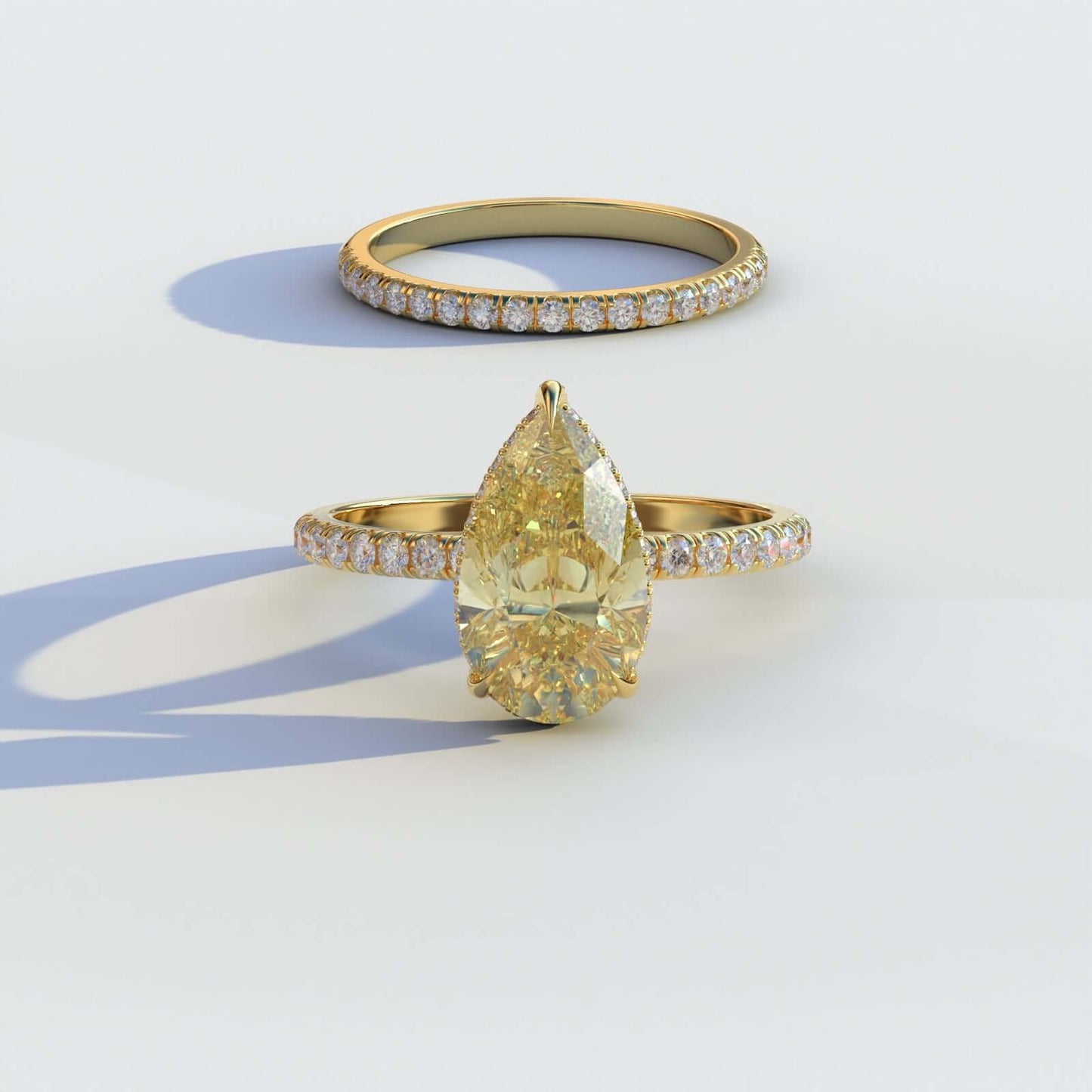 Lab Diamond Pear Cut Wedding Set in Yellow Gold