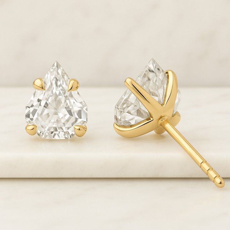 Lab Diamond Stud Earrings Platinum Plated Sterling Silver