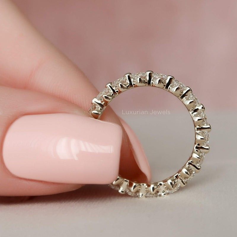 Lab Grown Engagement Ring, Pear & Round Side Stone Ring, Seven Diamond Ring, Oval Cut Moissanite Ring, Gift for Someone, Valentine Gift