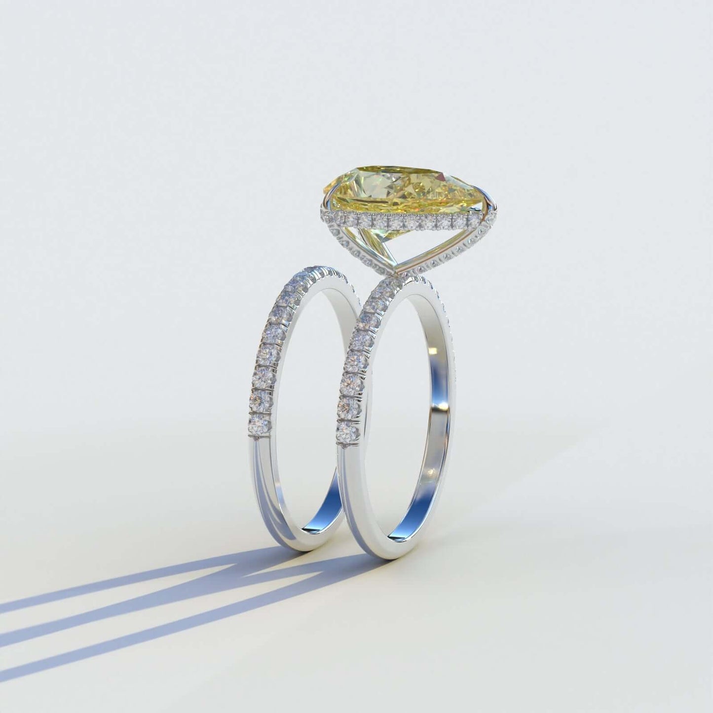 Lab Grown Pear Cut Diamond Pave Wedding Ring