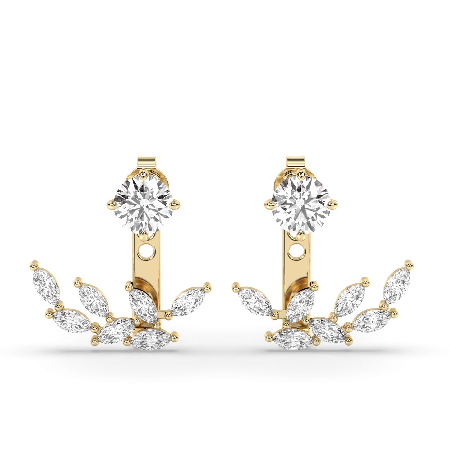 Leaf Front Back Ear Jacket Earring