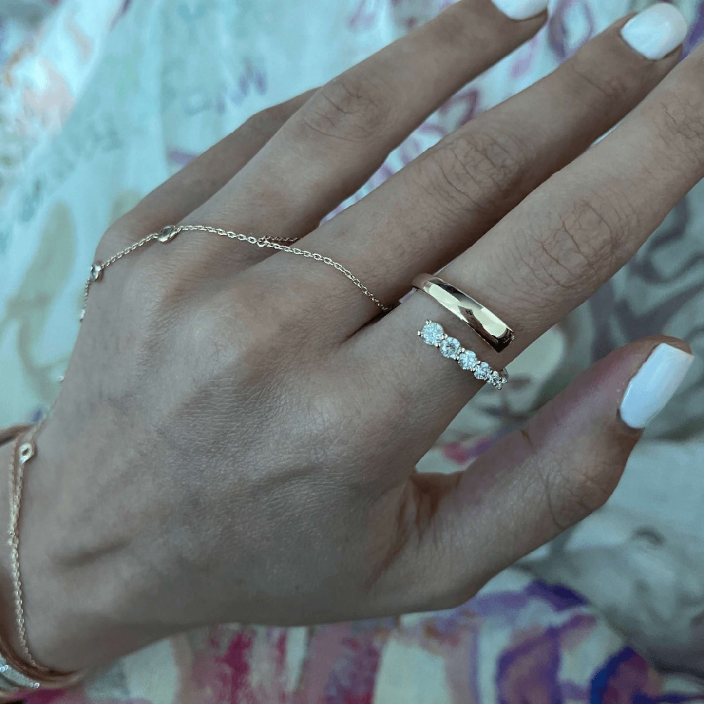 Luxurian Jewels Round Diamond Bypass Ring