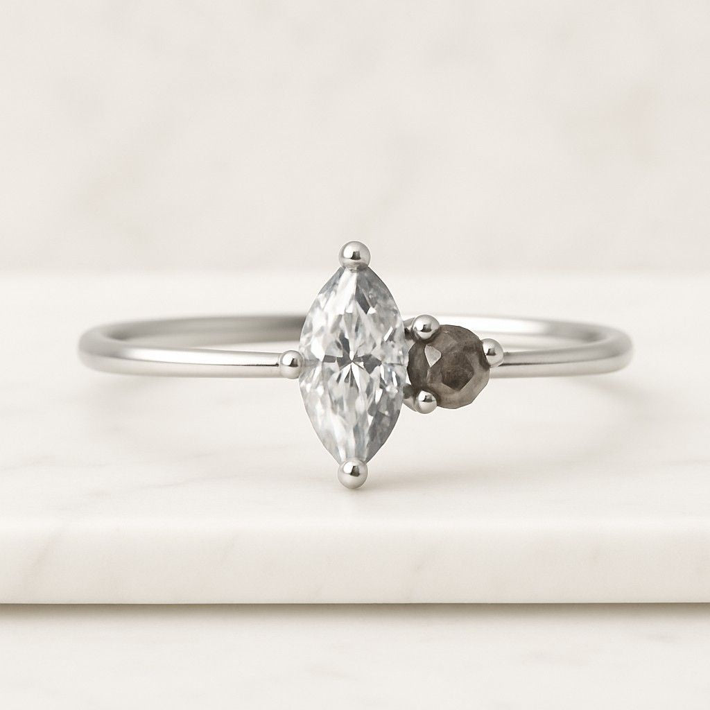 Matching Stackable Band Anniversary Gift for Women Diamond Band for Anniversary for Her Lab Grown Diamond Half Eternity Band Marquise and Round Cut Diamond