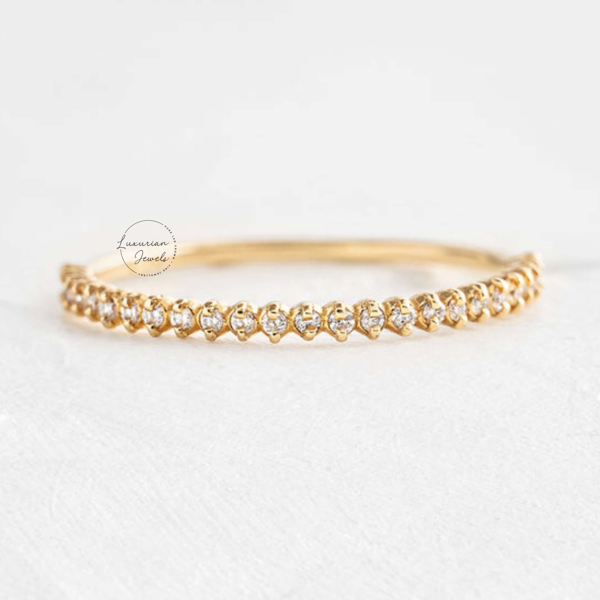 Micro Pave Half Eternity Diamond Band