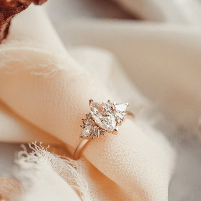Moissanite Diamond Promise Ring in 14K Solid Gold