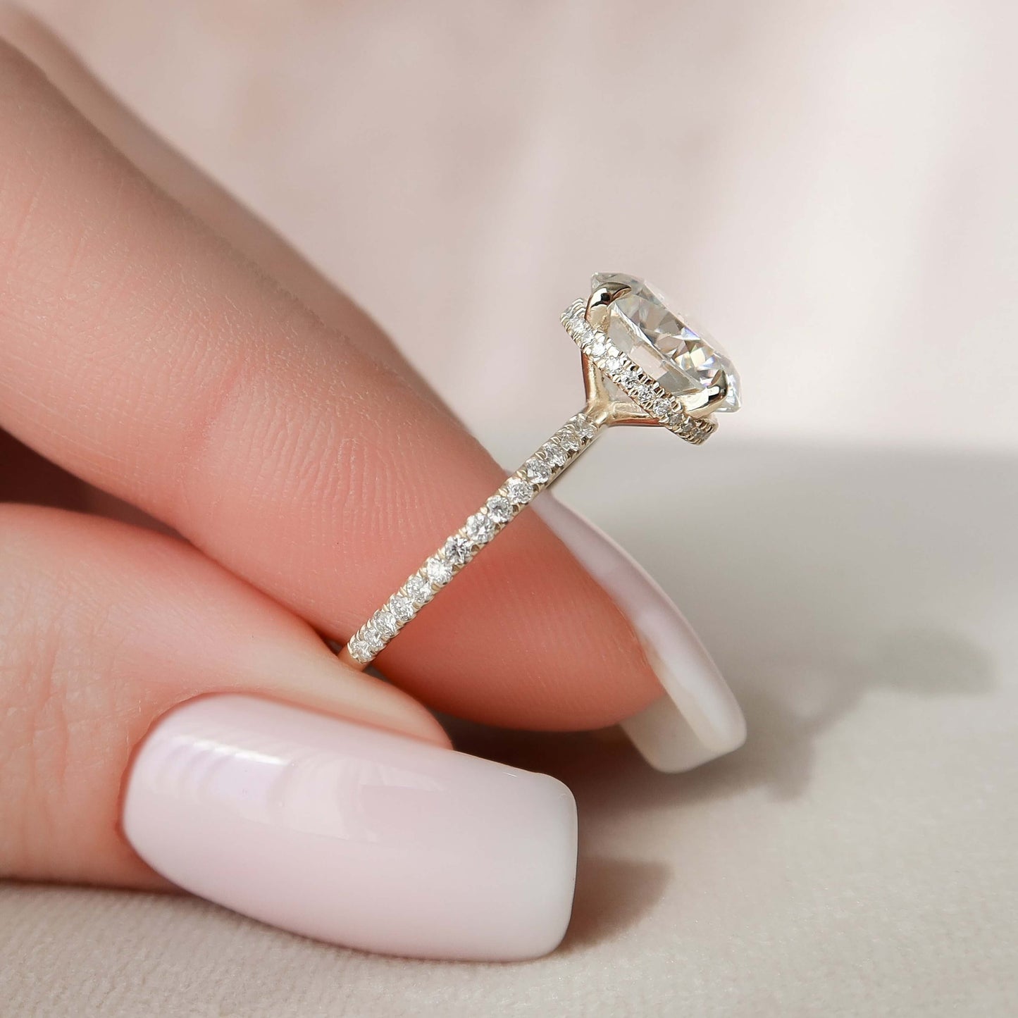 Moissanite Diamond Wedding Band White Gold Open Ring Dainty Wedding Ring
