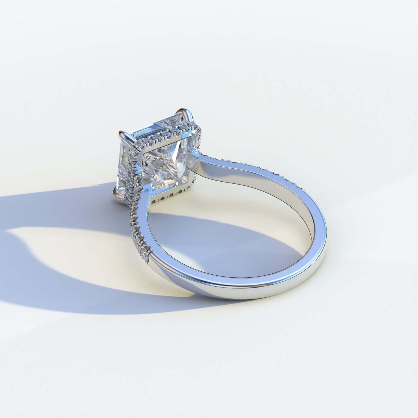 Moissanite Promise Ring with Round Cut Side Stones