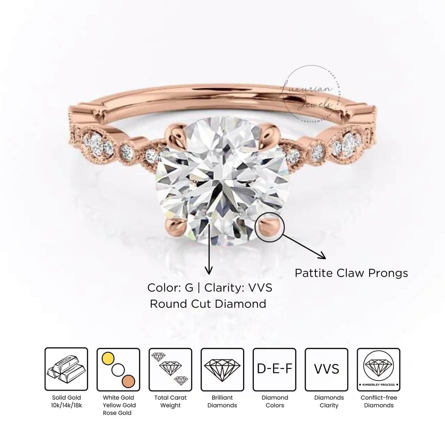 Moissanite Ring Half Eternity Pave Band Wedding Ring