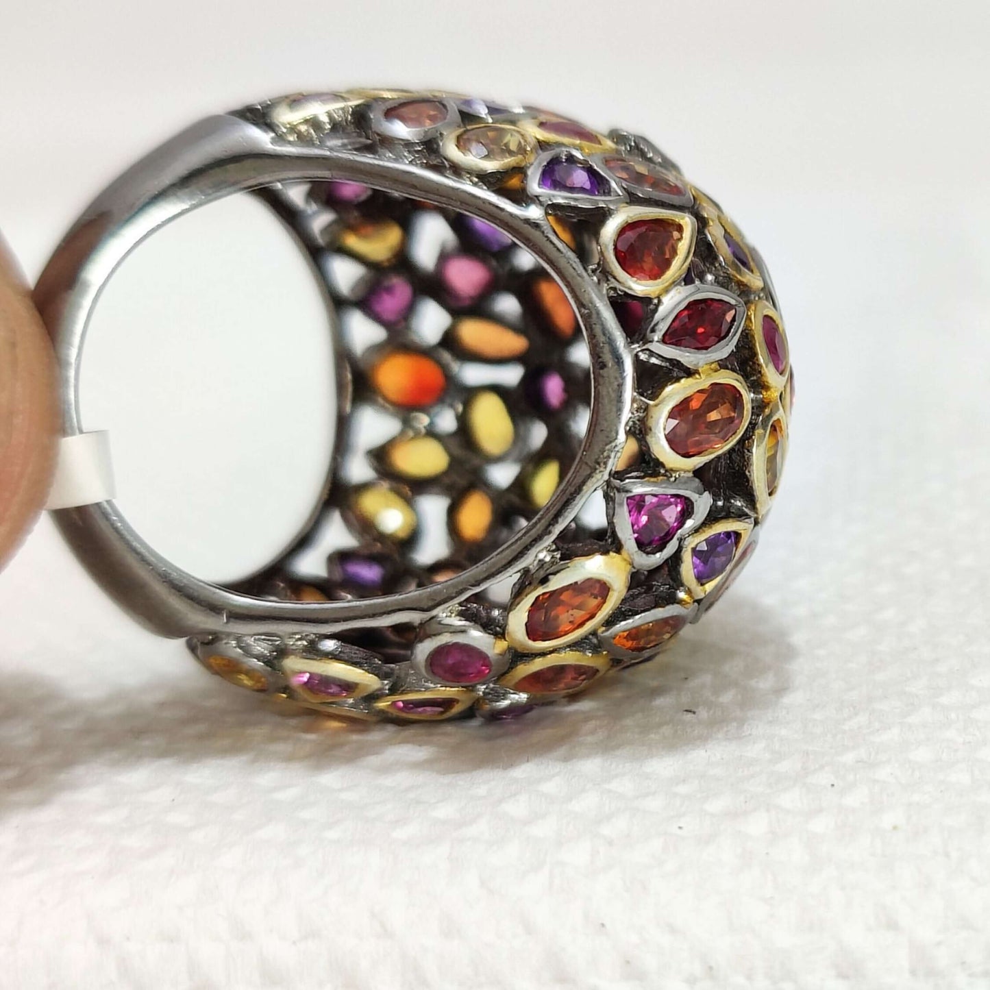 Multi stone sterling silver ring - handmade ring with stones
