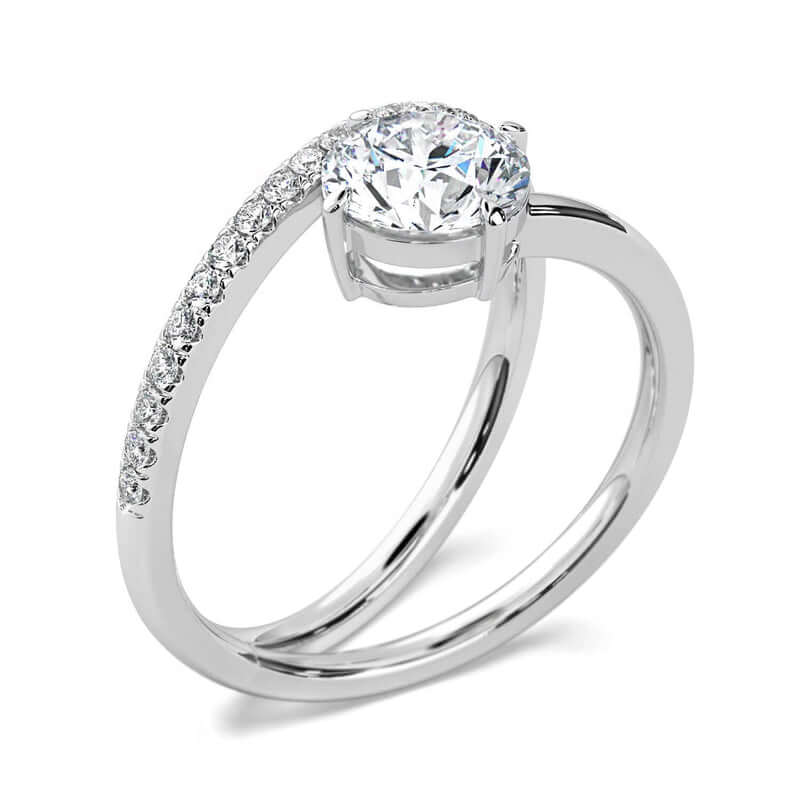 Open Bypass Round Cut Lab Grown Diamond Engagement Ring