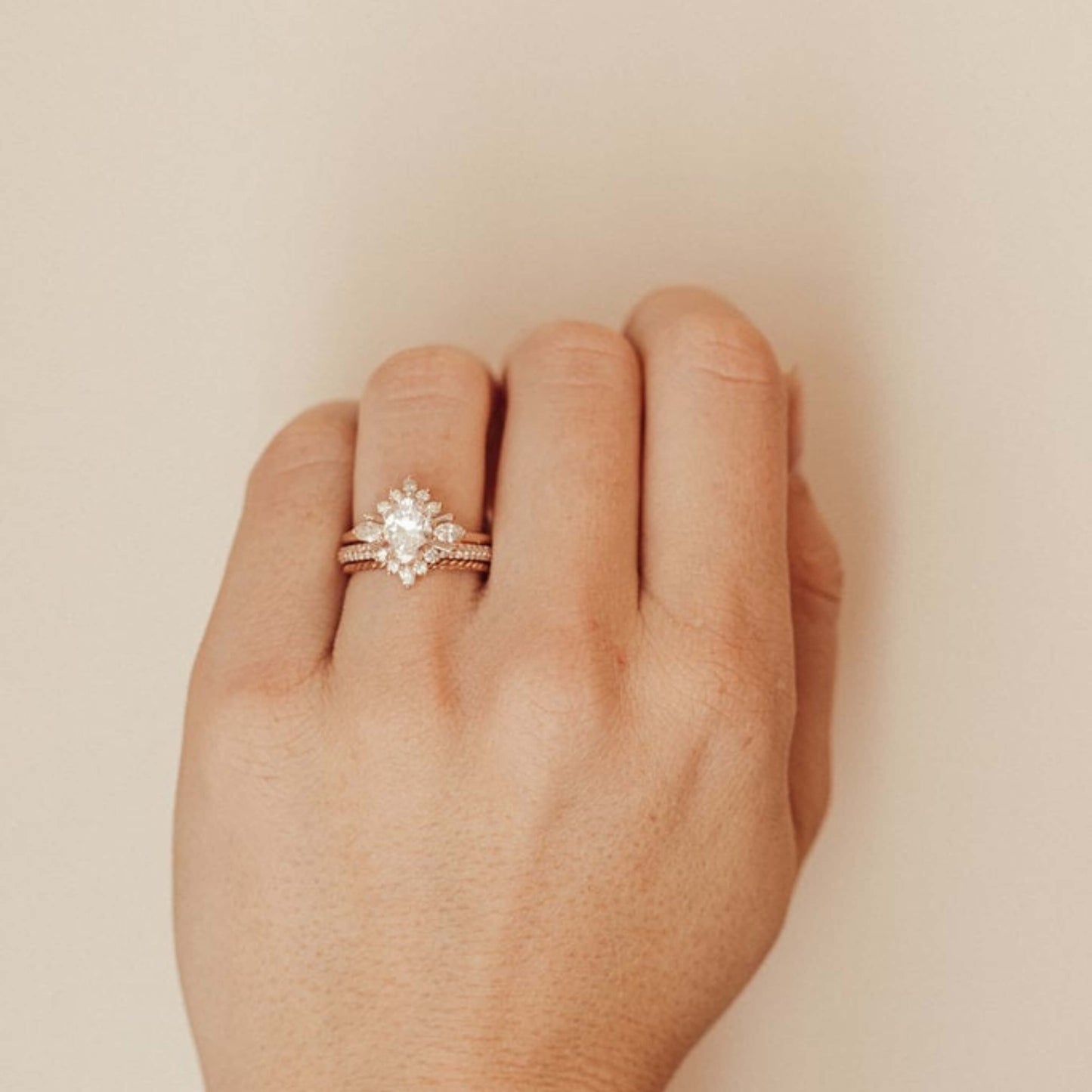 Oval Cluster Ring For Her, Unique Vintage Marquise Diamond Ring
