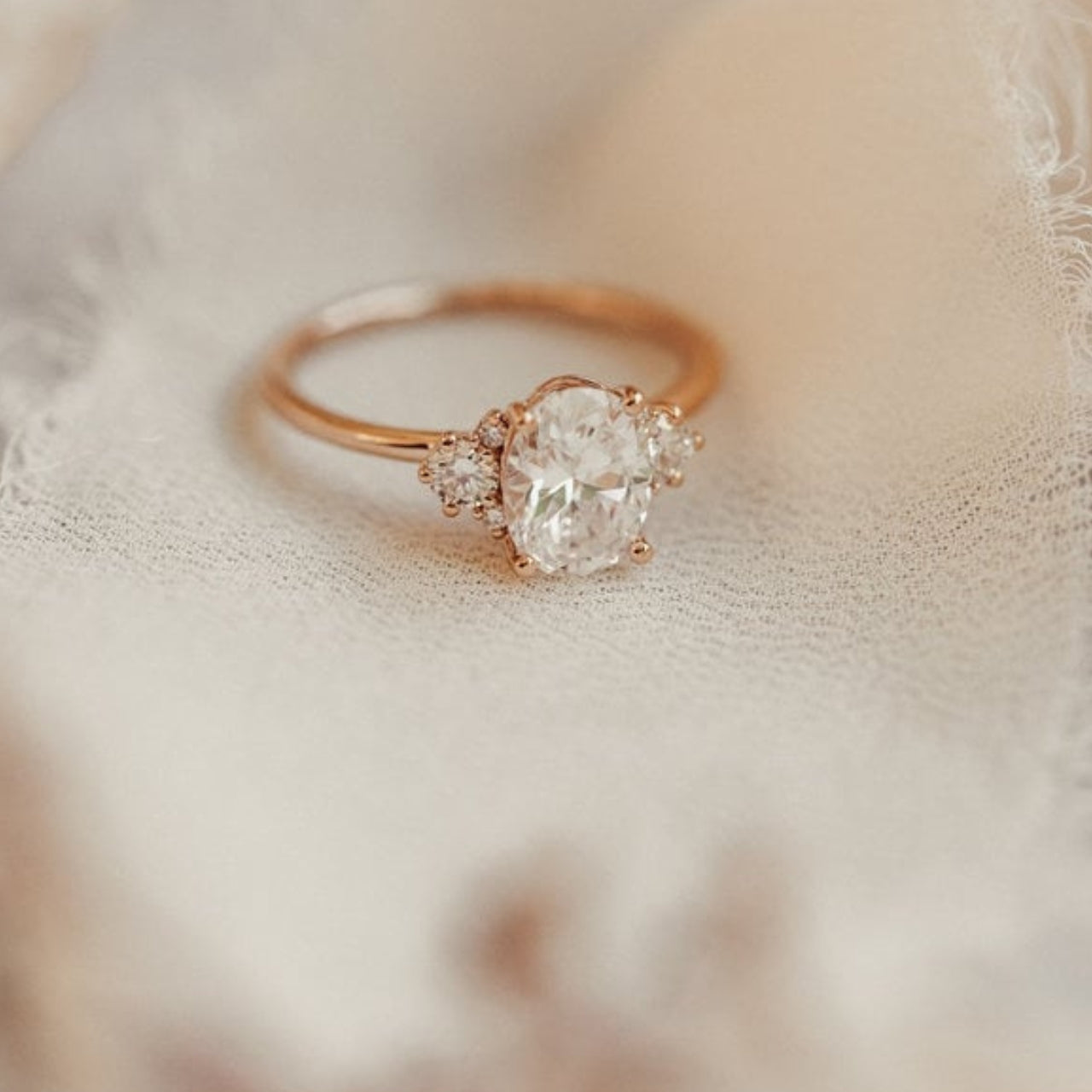 Oval Cut Lab Grown Diamond Anniversary Ring For Wife