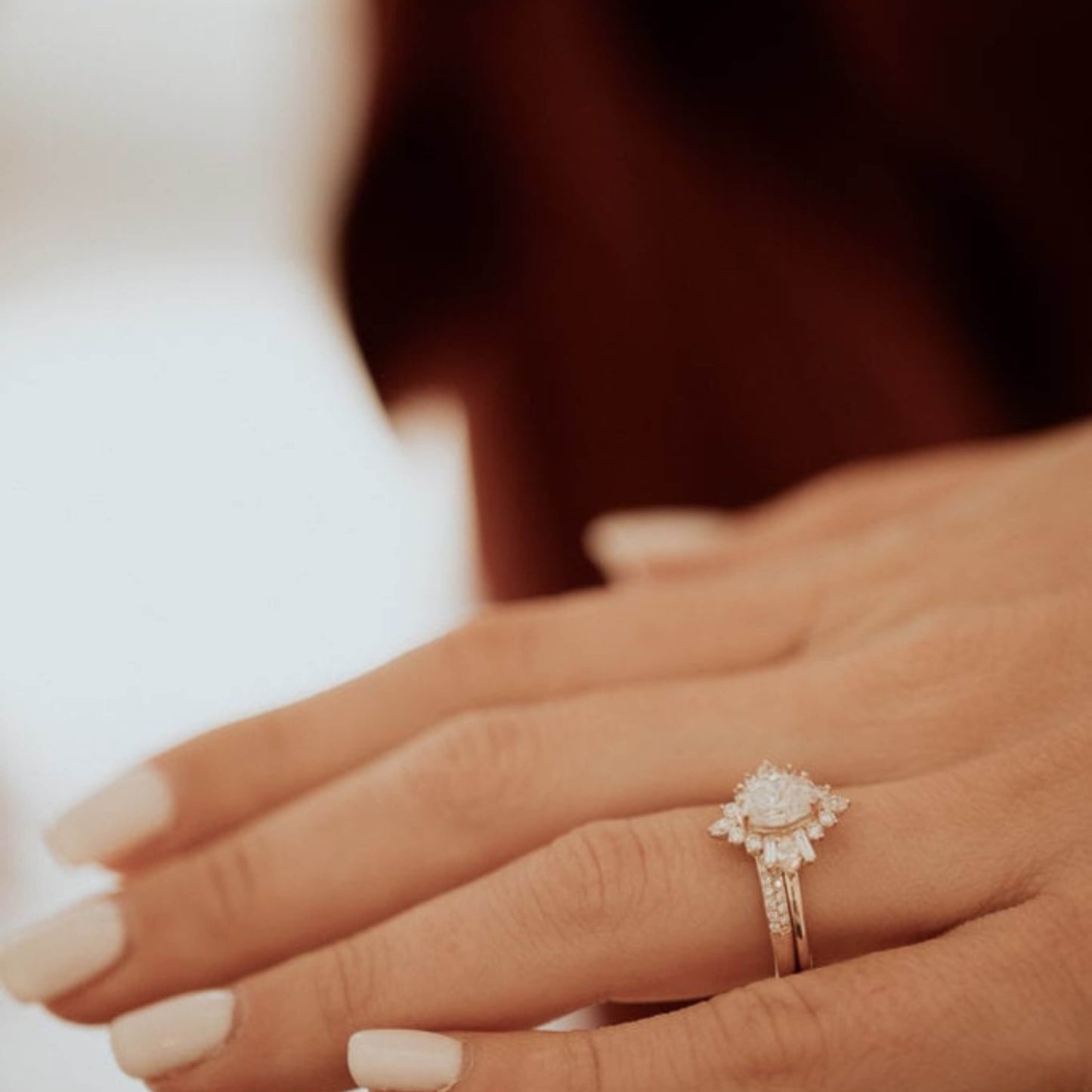 Oval Cut Moissanite Engagement Ring, Vintage Diamond Cluster Ring
