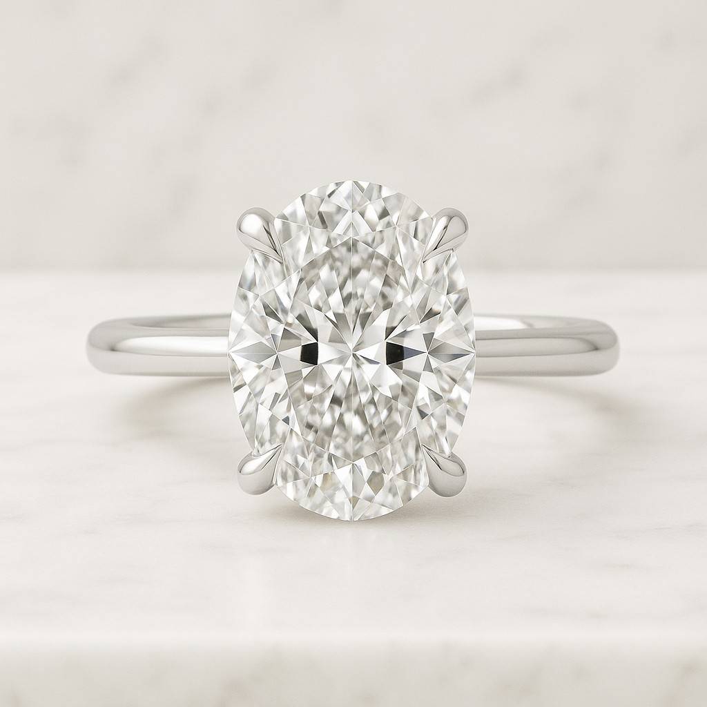 Oval Engagement Ring in 14k Solid Gold 1, 1.5, 2 CT Moissanite Engagement Rings 4-Prong Solitaire Moissanite Ring Gold Promise Ring