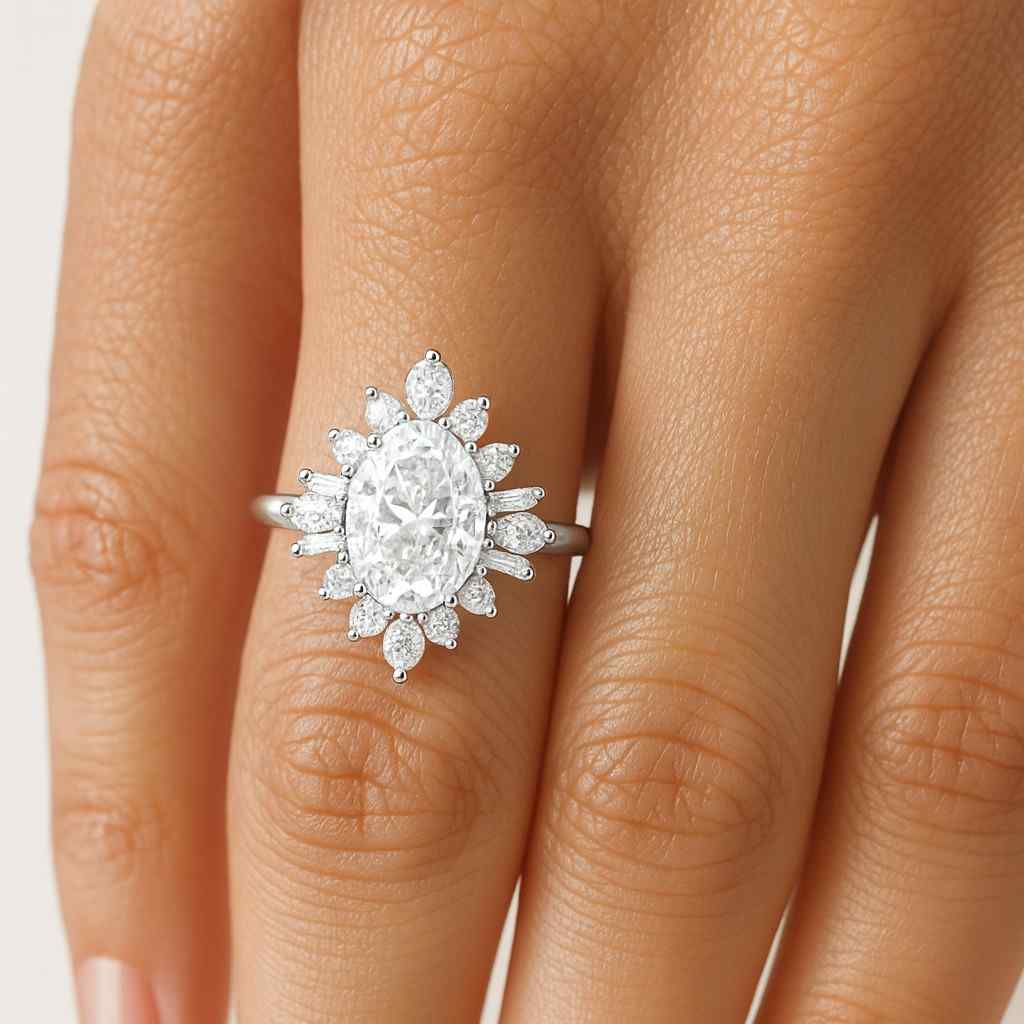 Oval Lab Diamond Halo Ring 2.00ct Oval Lab Grown Diamond Engagement Halo Ring IGI Certified Proposal Ring Anniversary Gift For Her