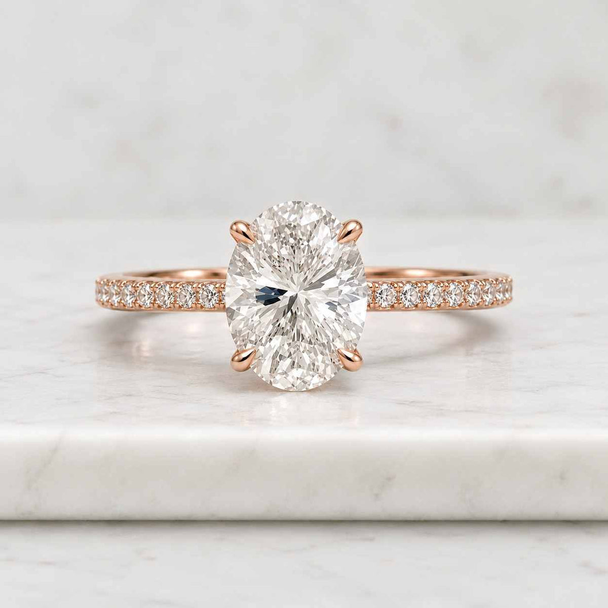 oval lab grown diamond ring, oval trilogy engagement ring, side pear diamond ring, hammer finish oval ring, e-vvs2 igi certified diamond