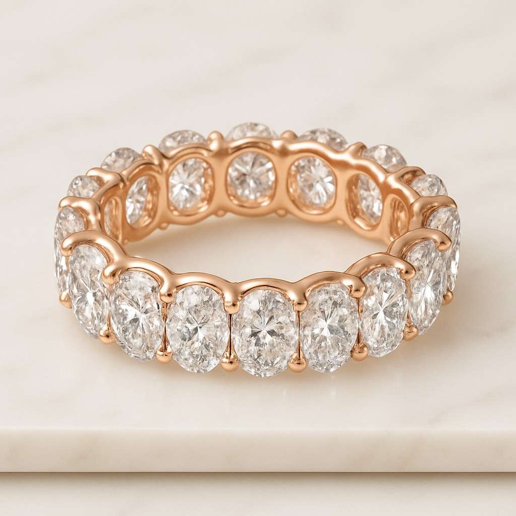 Oval Moissanite Band Oval Eternity Band Oval Wedding Band Oval Cut Matching Diamond Wedding Band 14K Gold Half Eternity Womens Band