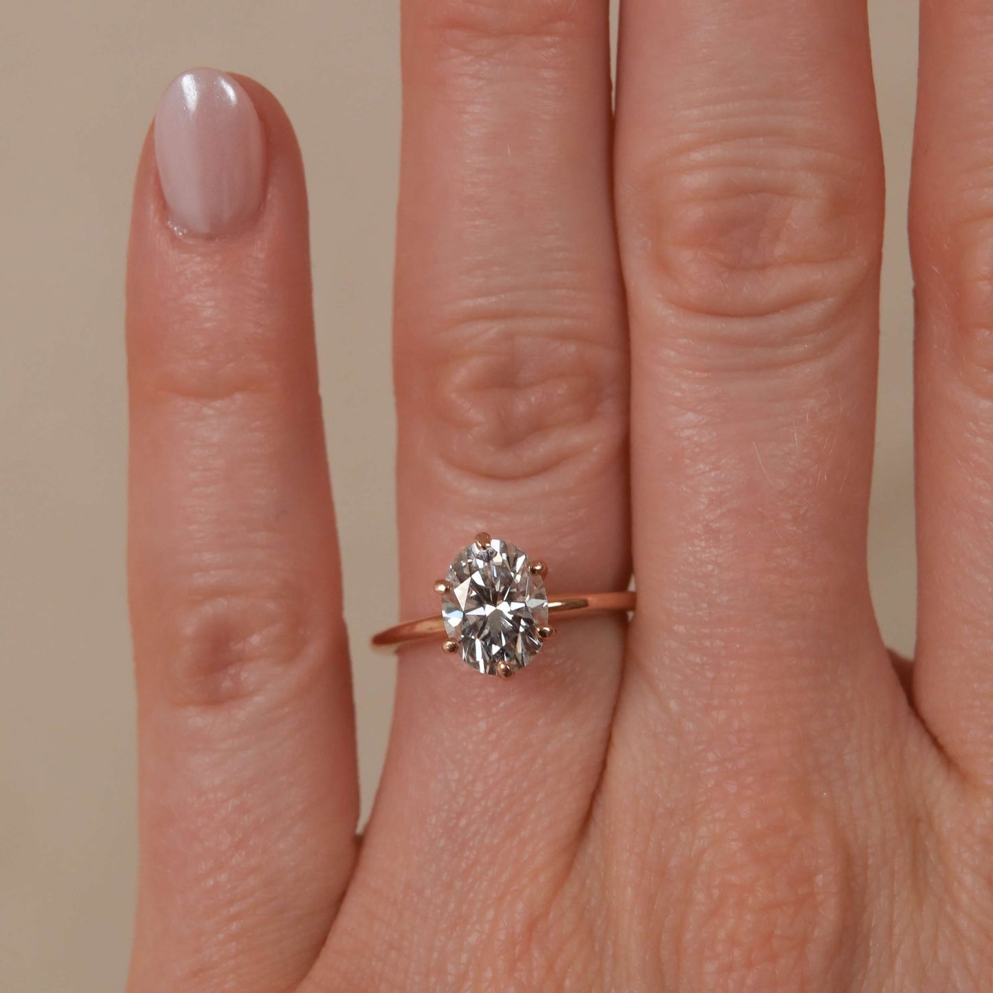 Oval Single Round Prong Solitaire Wedding Ring For Women