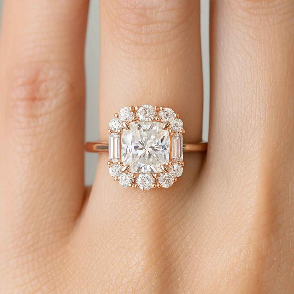 Pave Cathedral Setting Anniversary Ring for Gift IGI Certified Ring 14K Solid Gold IGI Certified Diamond Ring