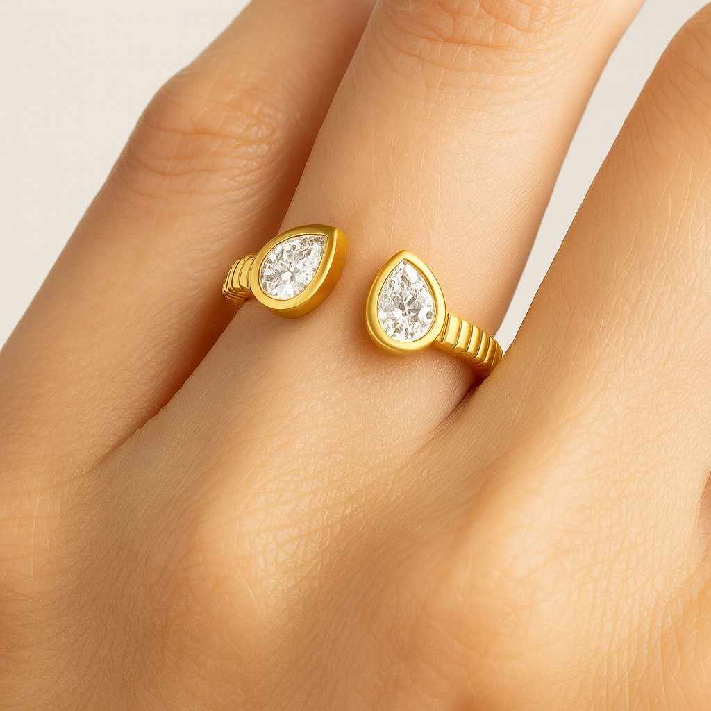 Pear Cut Lab Grown Diamond Eternity Wedding Band Solid Gold Bezel set 2 CT Pear Cut Colorless Moissanite Ring Solitaire Engagement Ring