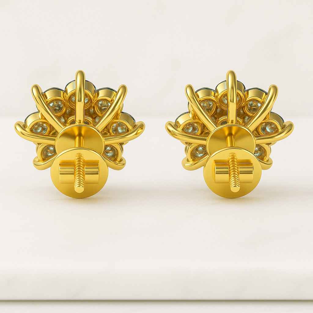 Pear Green Gemstone Dangle Earrings Lab Diamond Floral Halo Screw Back