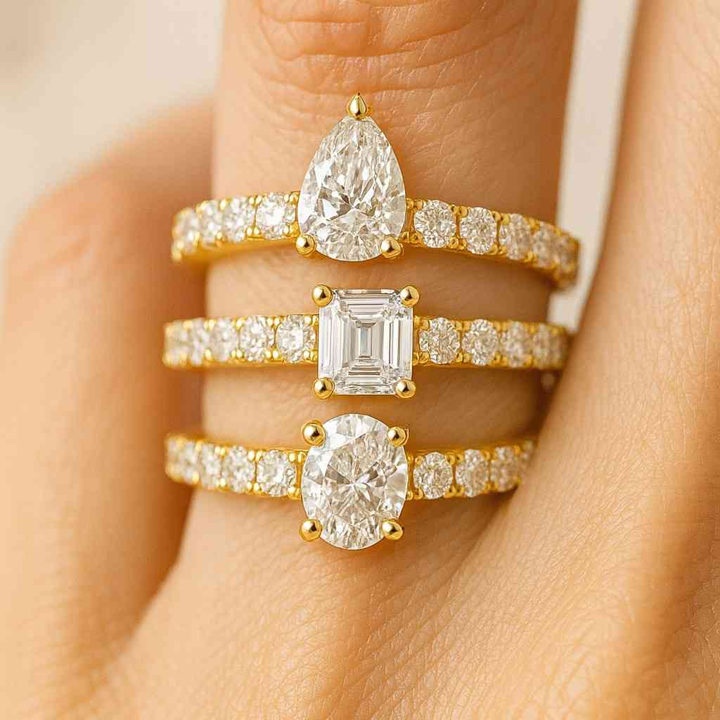 Wedding Band Genuine Lab Grown Diamond Wedding Set for Her Lab Grown Diamond Cocktail Ring Pear Oval Emerald Cuts