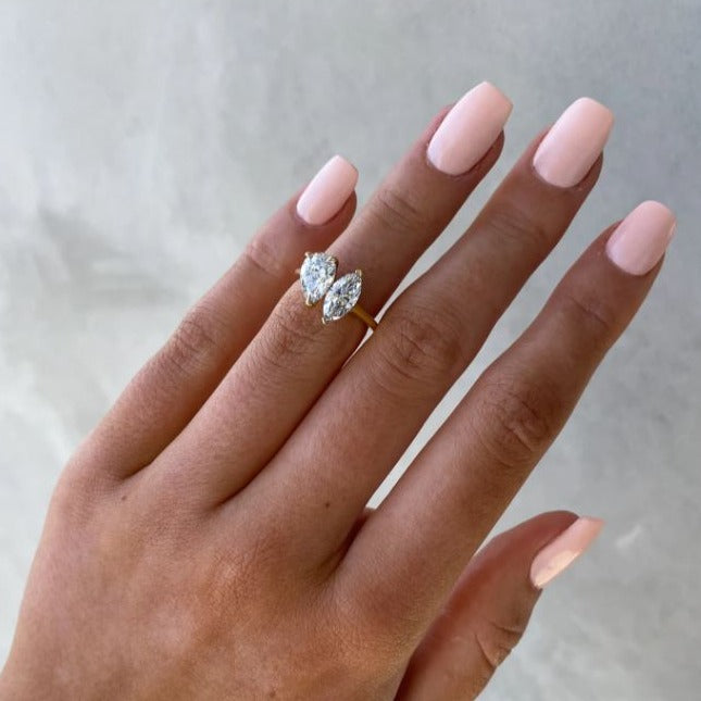 Pear And Marquise Cut Diamond Toi Et Moi Engagement Ring