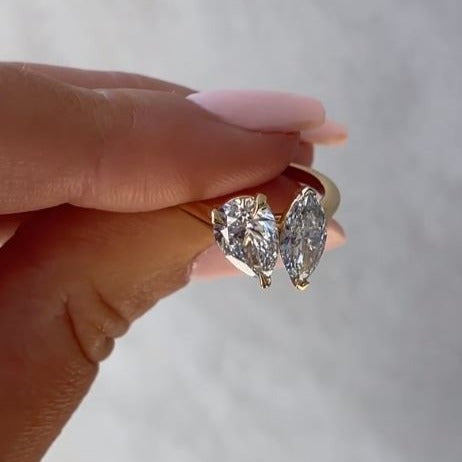 Pear And Marquise Diamond Toi Et Moi Engagement Ring