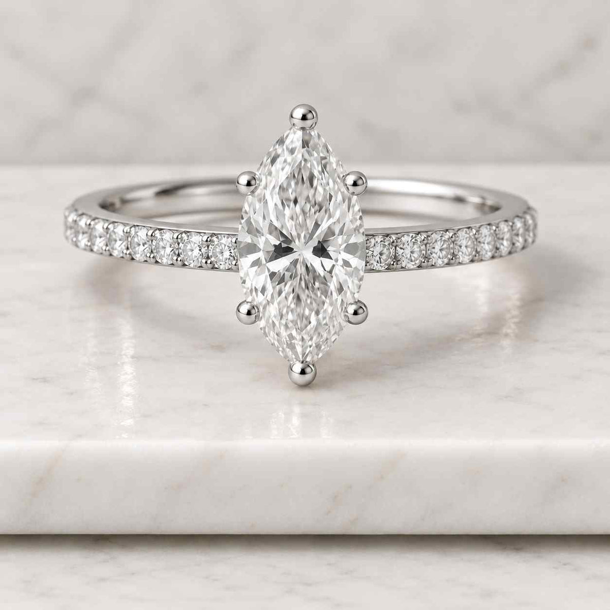 pear cut 3ct lab grown diamond engagement ring - 14k gold igi certified