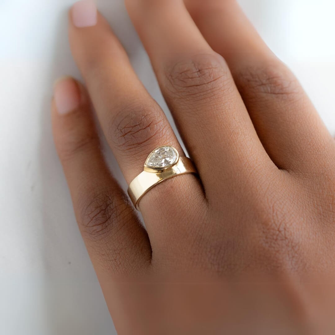 Pear Cut Lab Grown Diamond Wedding Bands