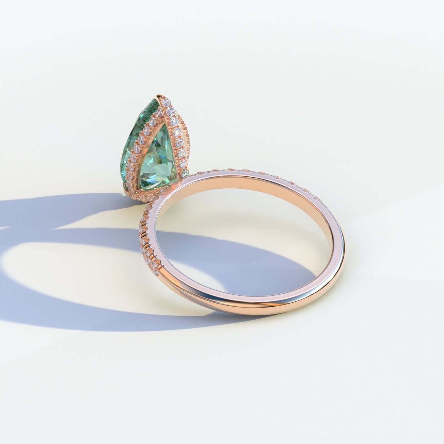 Pear Cut Vivid Green Color Diamond Ring