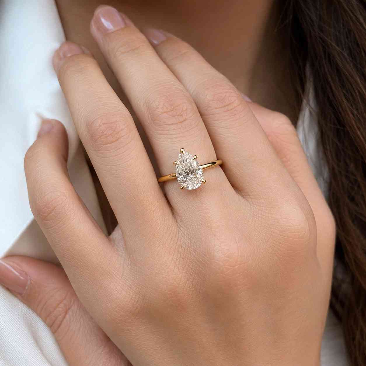 pear diamond engagement ring solitaire pear ring genuine certified lab grown diamond ring 0.50 to 3.00 ct pear diamond proposal ring for her