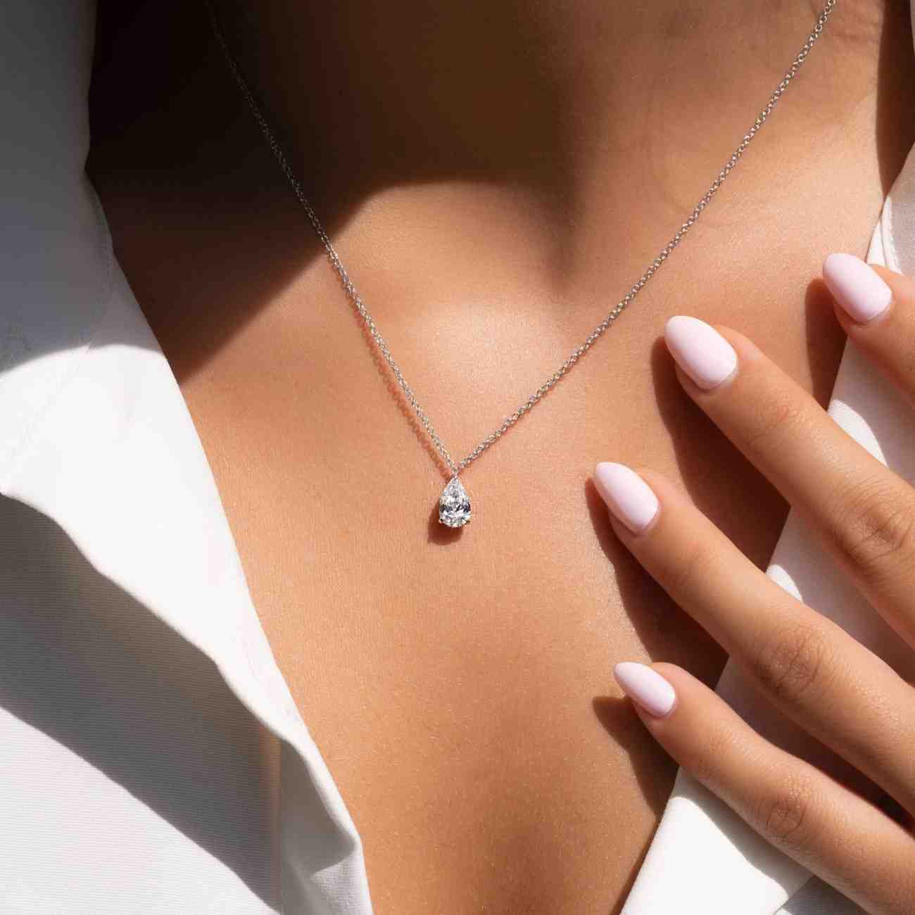 Pear Diamond Necklace Gift For Her