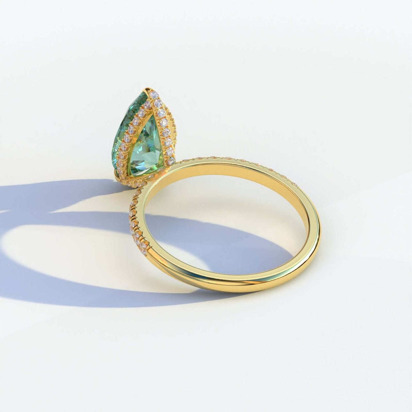 Pear Moissanite Green Pear Shape Excellent Cut Diamond Engagement Ring