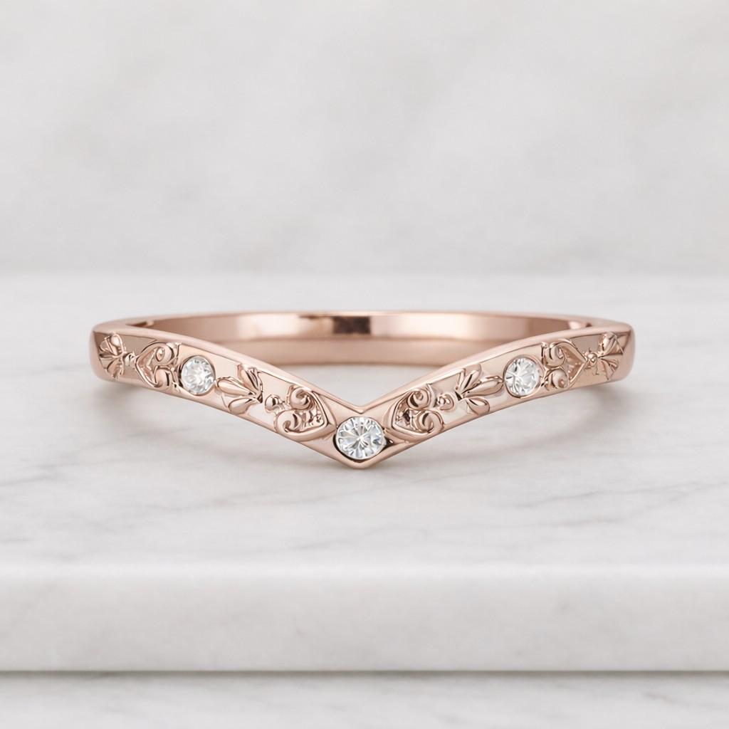 lab grown diamond chevron wedding band ring