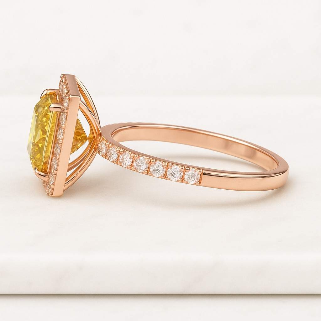 Princess Cut Halo Engagement Ring Lab Grown Diamond Wedding Ring Pave Set Anniversary Ring for Her White Gold and Sterling Silver Jewelry