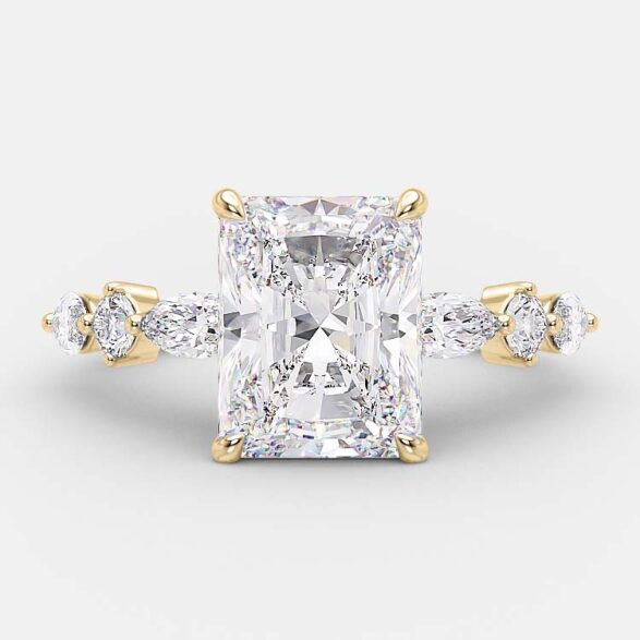 Radiant Cut Diamond Ring 5 Stone Ring for Her