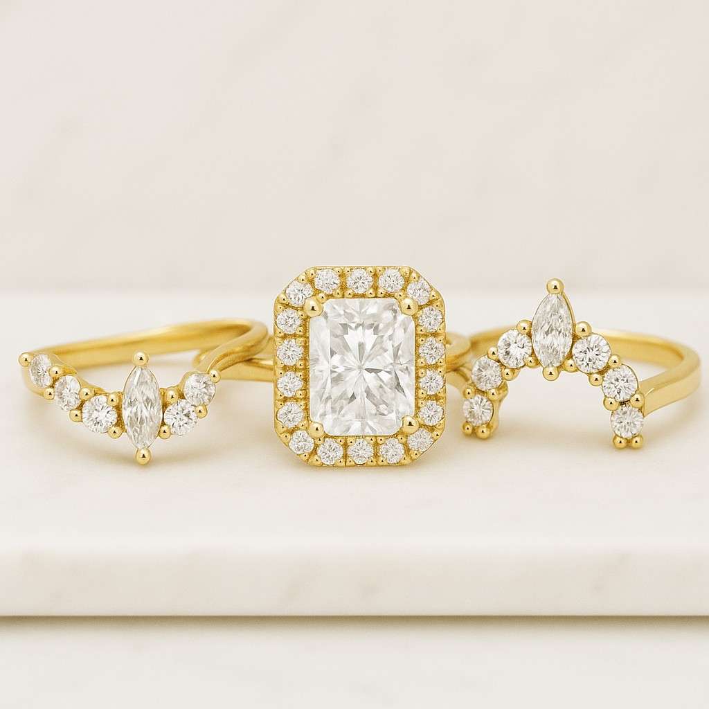 Radiant Cut Lab Grown Diamond Halo Engagement Ring